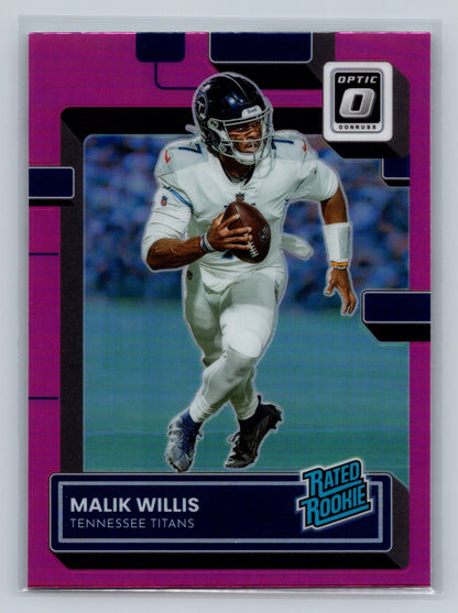 Malik Willis 2022 Panini Donruss Optic Rated Rookie Pink Prizm #203  Titans