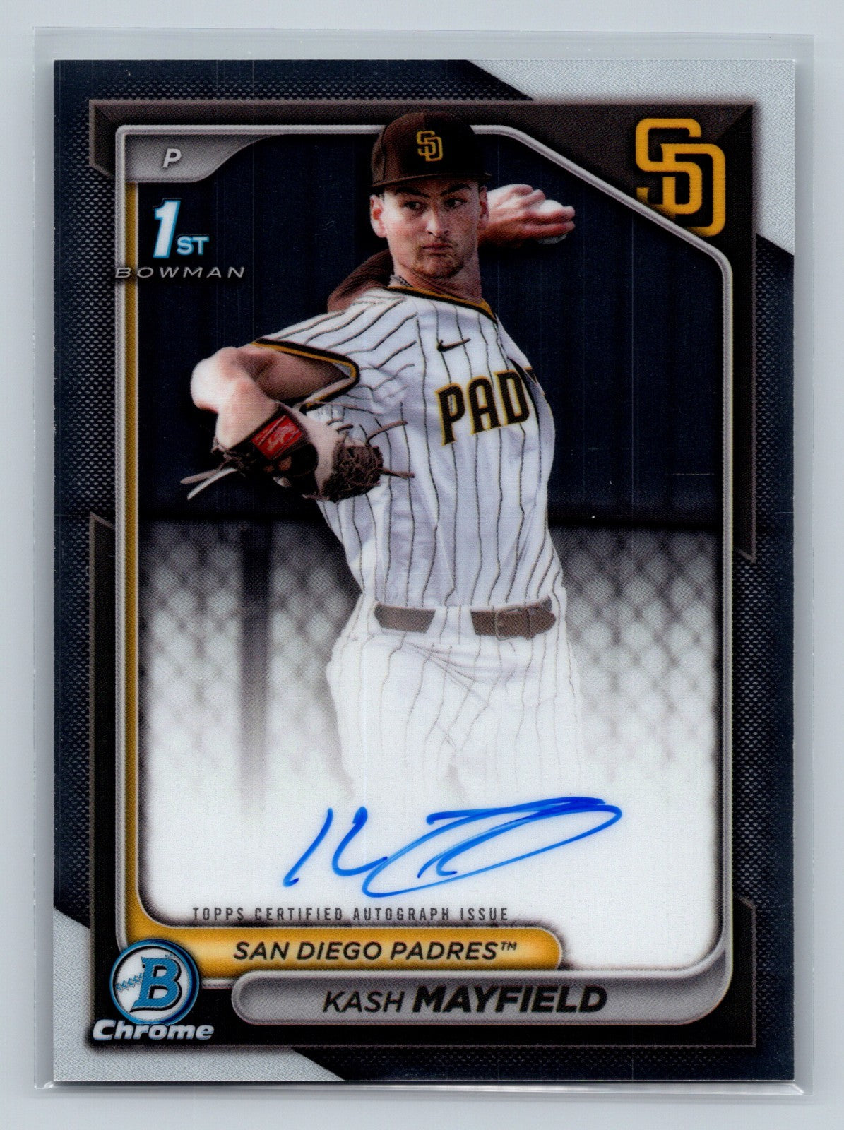 Kash Mayfield 2024 Bowman Draft Chrome 1st Auto #CPA-KM Padres