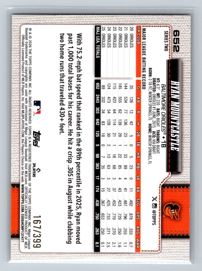 Ryan Mountcastle 2026 Topps Series 2 Yellow Foil /399 #562 Orioles