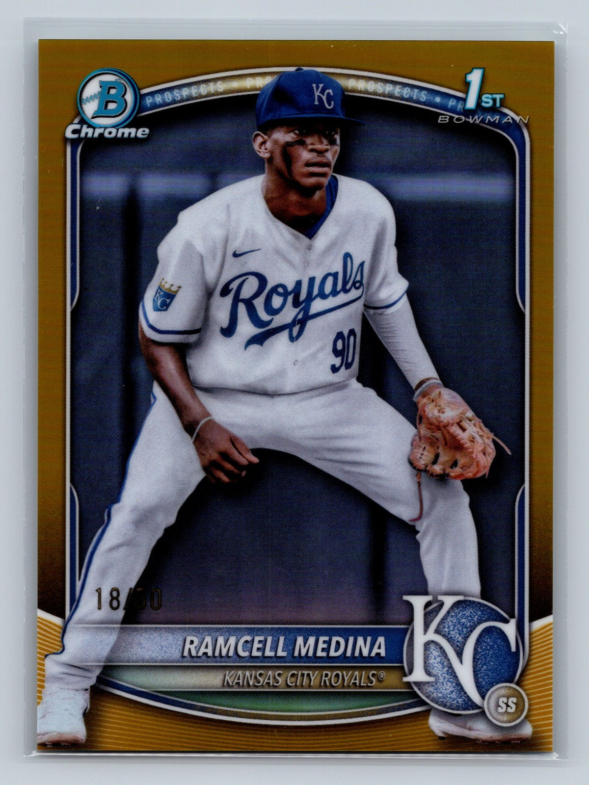 Ramcell Medina 2025 Bowman Chrome 1st Gold Refractor /50 #BCP-187 Royals