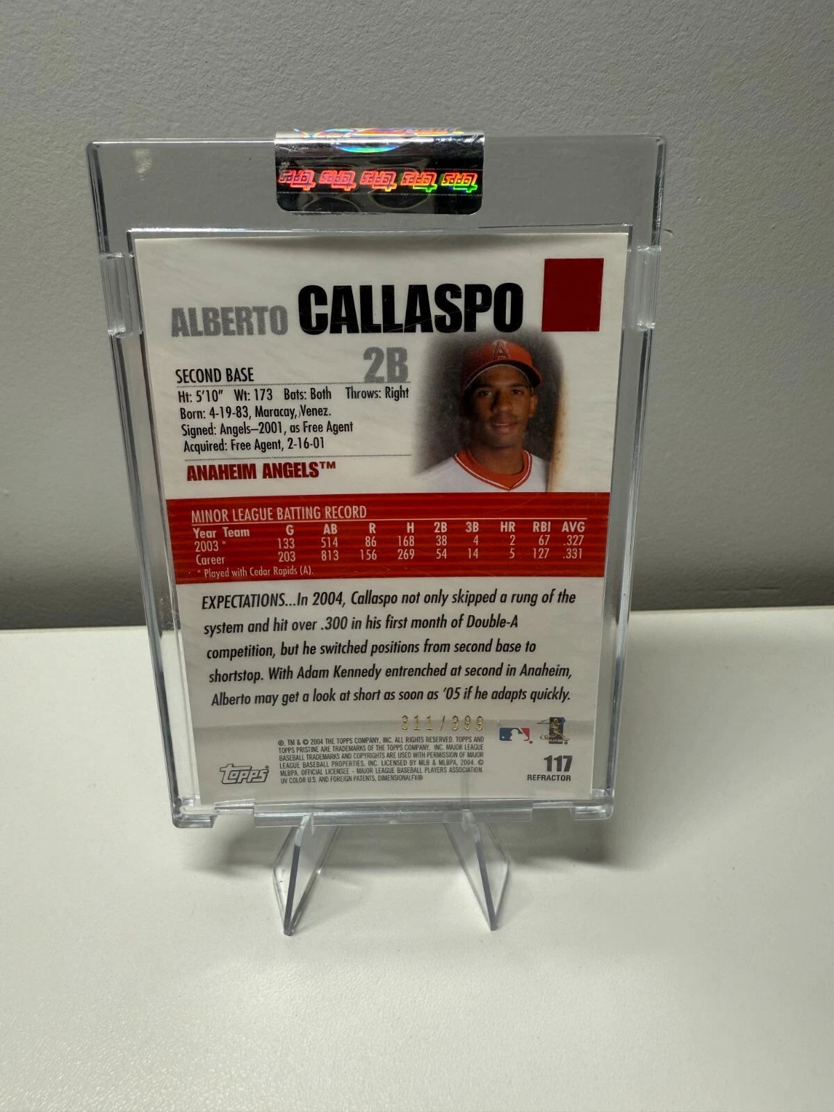 Alberto Callaspo 2004 Topps Pristine Uncirculated Refractor /399 #117 Angels