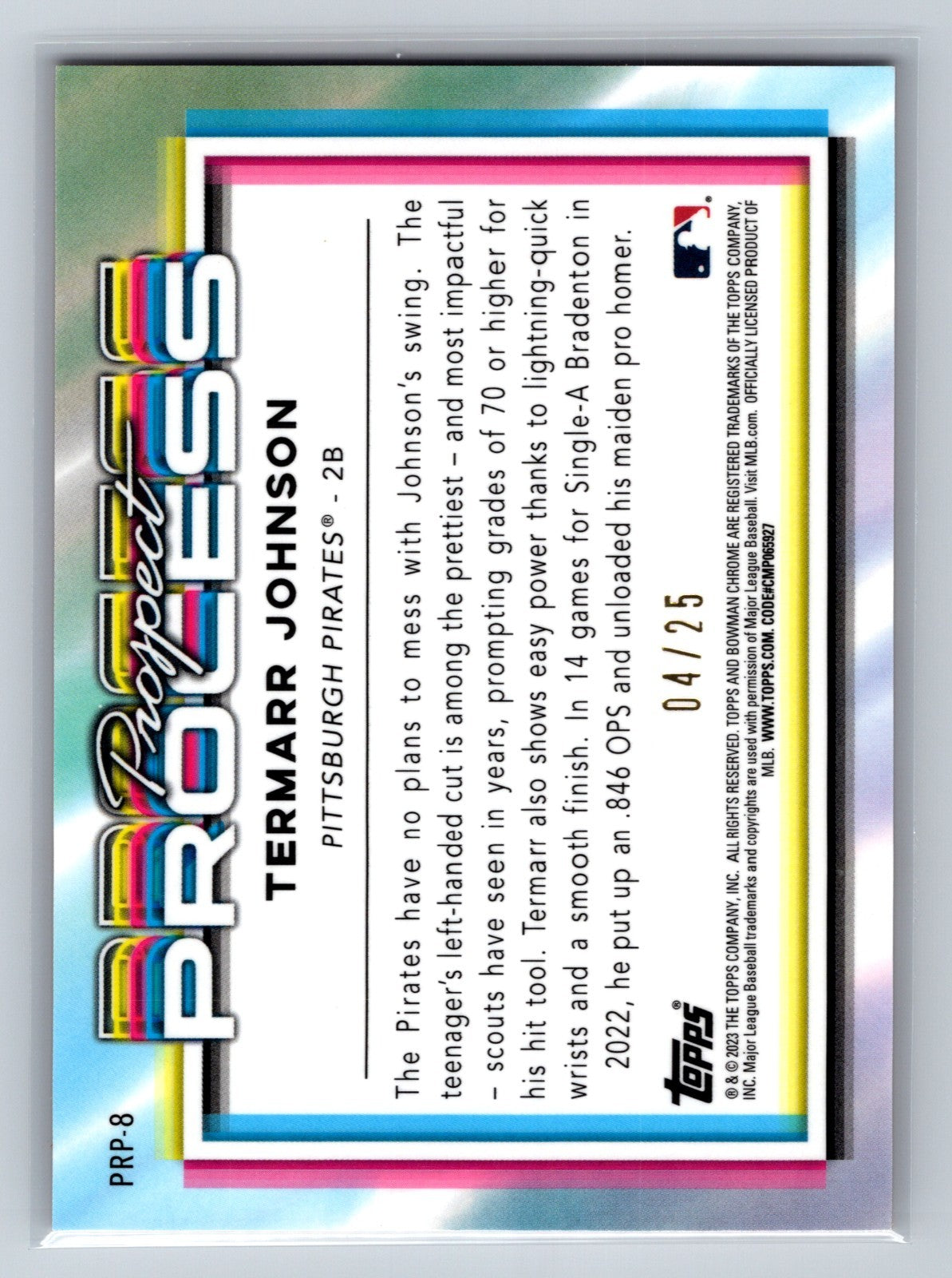 Termarr Johnson 2023 Bowman Chrome Prospect Process Orange Refractor /25 #PRP-8