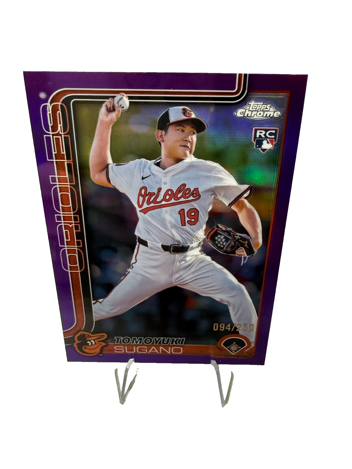 Tomoyuki Sugano 2025 Topps Chrome Purple Refractor RC /250 #166 Orioles