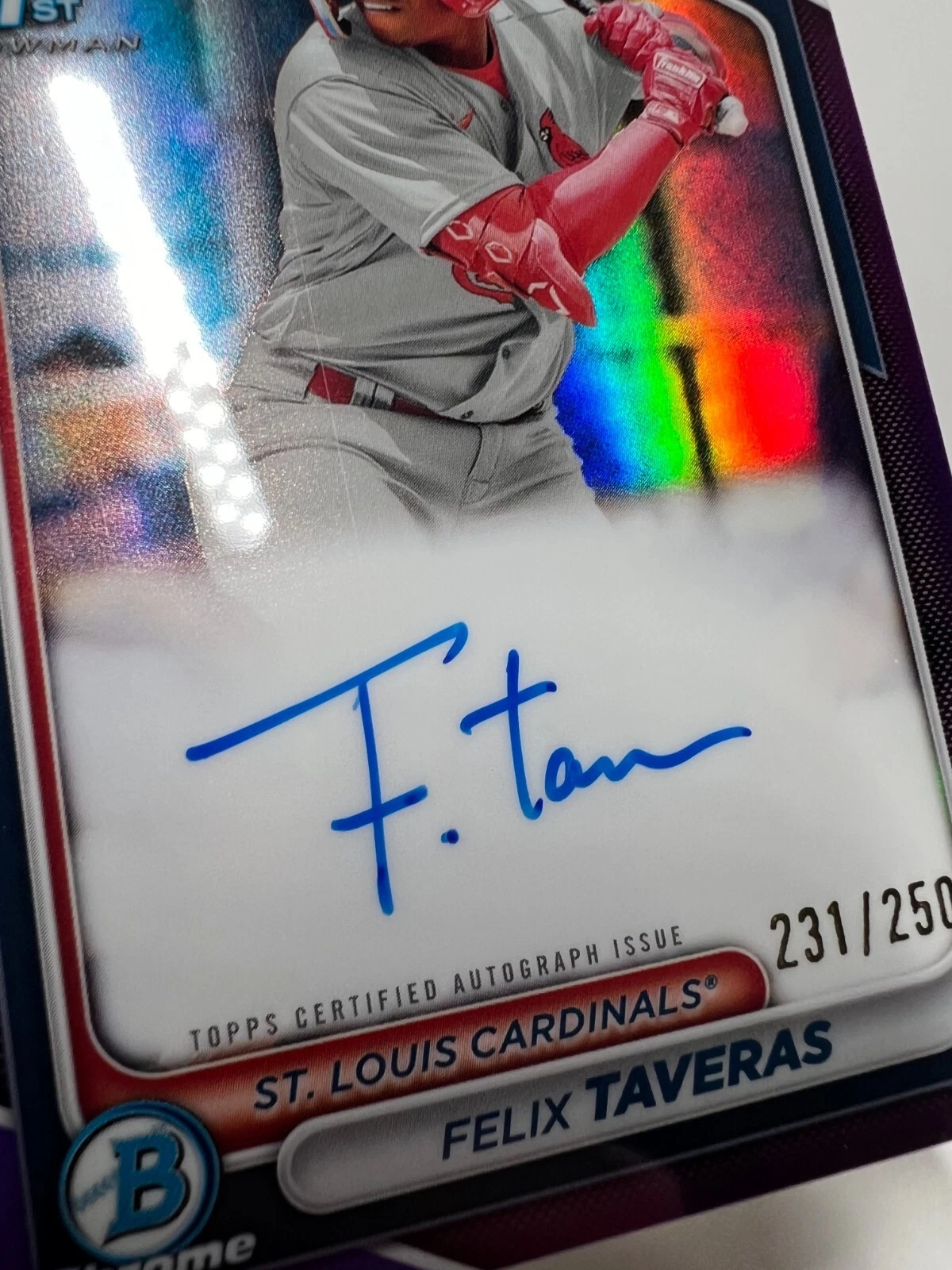 Felix Taveras 2024 Bowman Chrome 1st Purple Refractor Auto /250 #CPA-FT