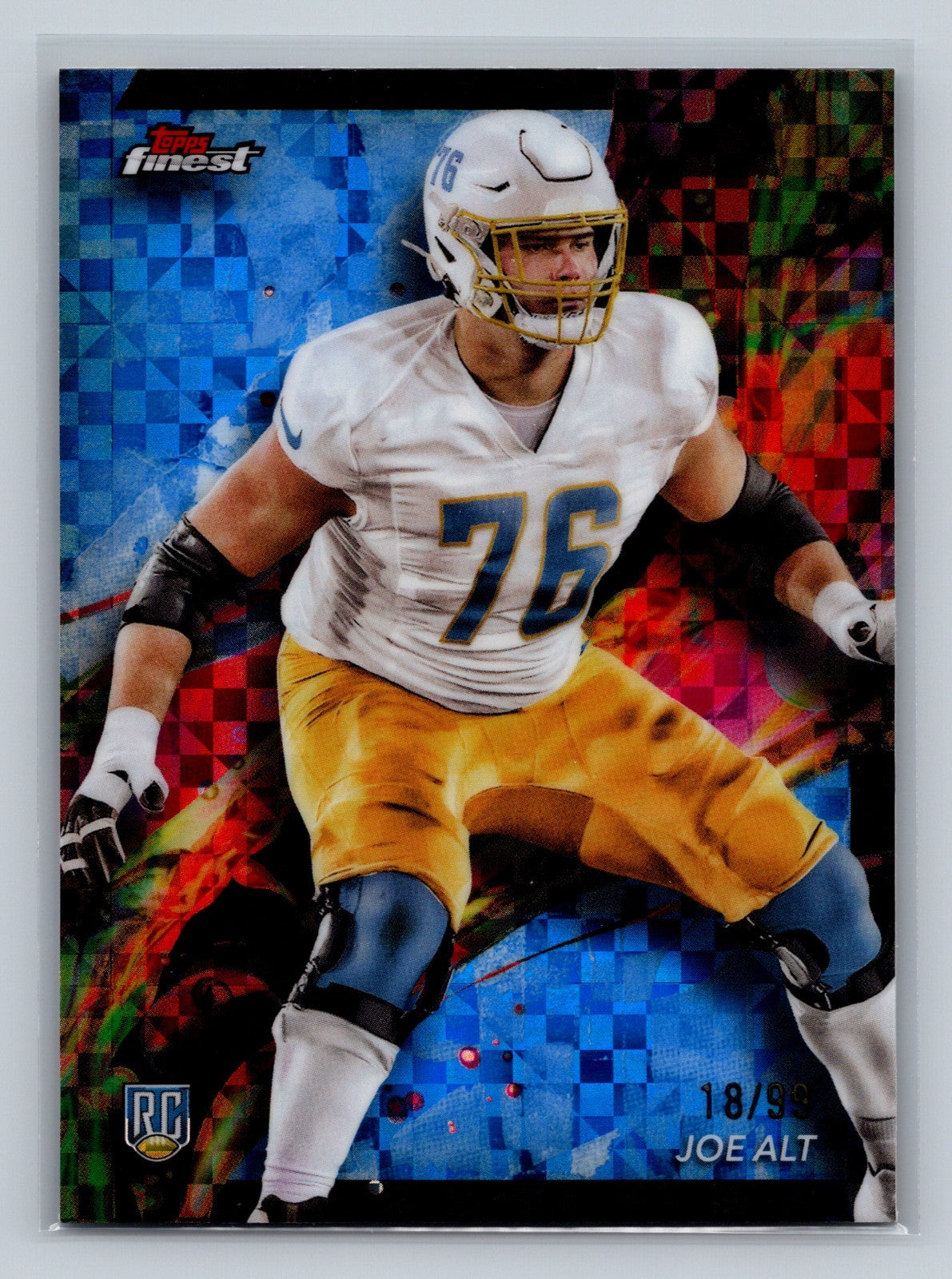 Joe Alt 2024 Topps Finest Common Blue Checkerboard Refractor RC /99 #59 Angeles