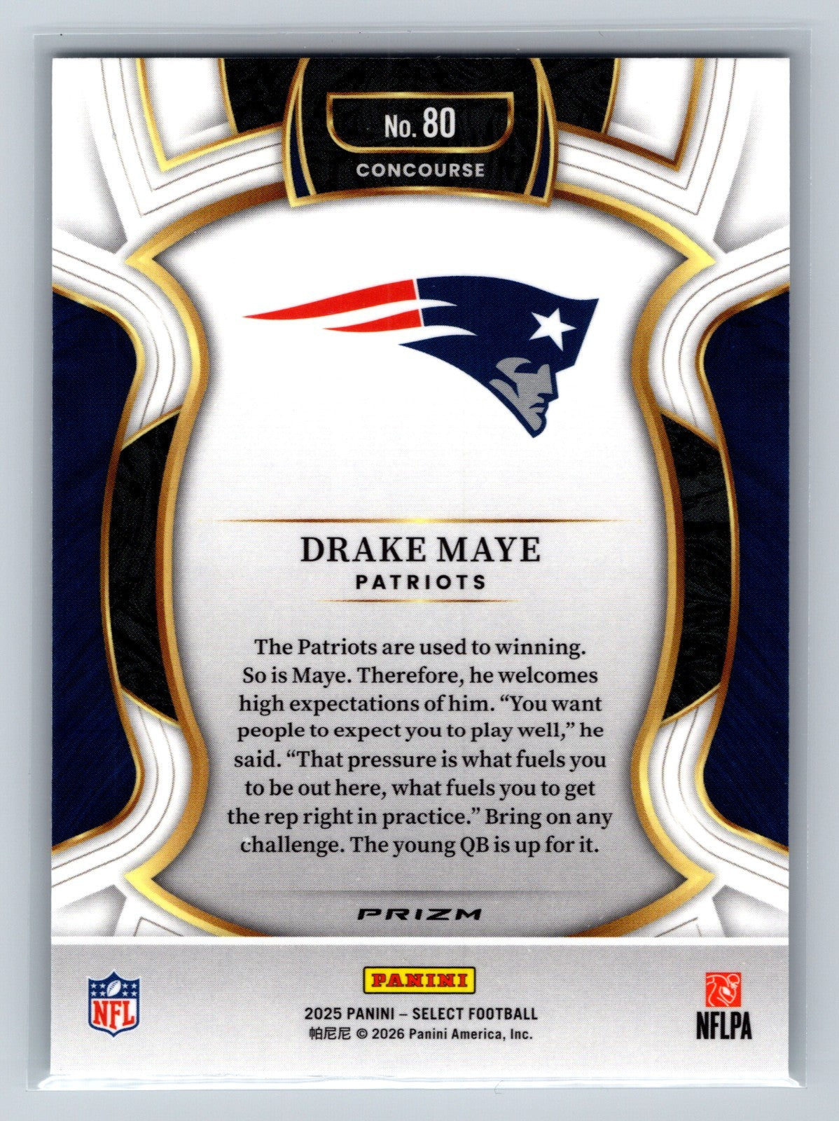 Drake Maye 2025 Panini Select Concourse Silver Prizm #80 Patriots