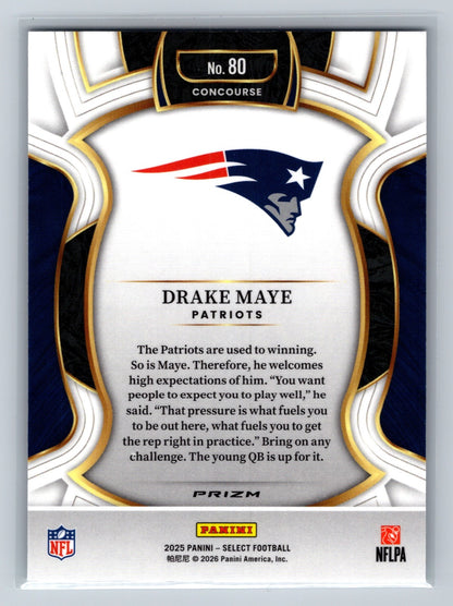 Drake Maye 2025 Panini Select Concourse Silver Prizm #80 Patriots