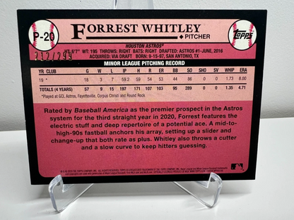 Forrest Whitley 2020 Topps Update Prospects Black /299 #P-20 Astros