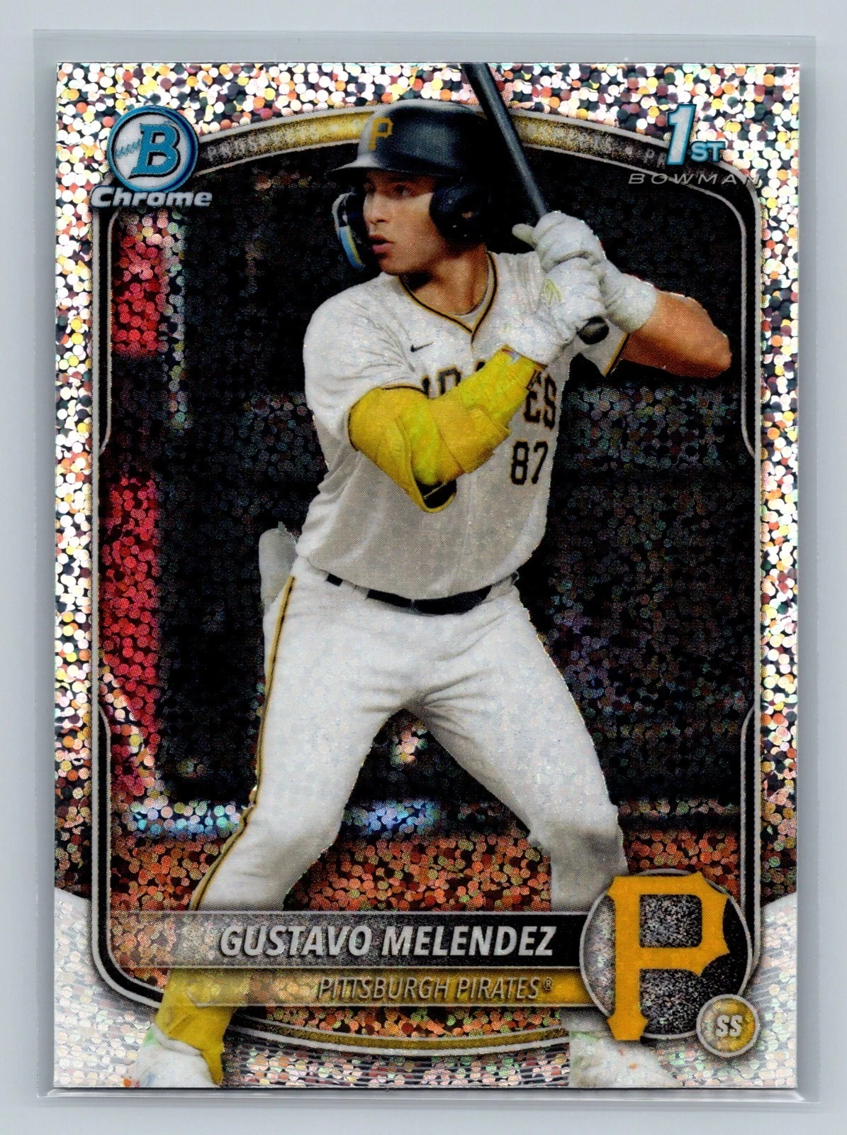 Gustavo Melendez 2025 Bowman Draft Chrome 1st Speckle Refractor #BDC-112 Pirates