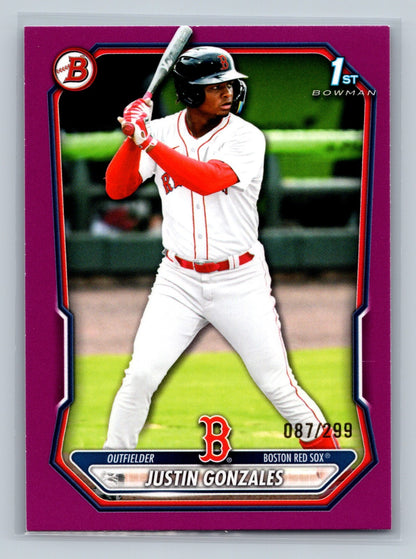 Justin Gonzales 2026 Bowman 1st Paper Fuchsia /299 #BP-141 Red Sox