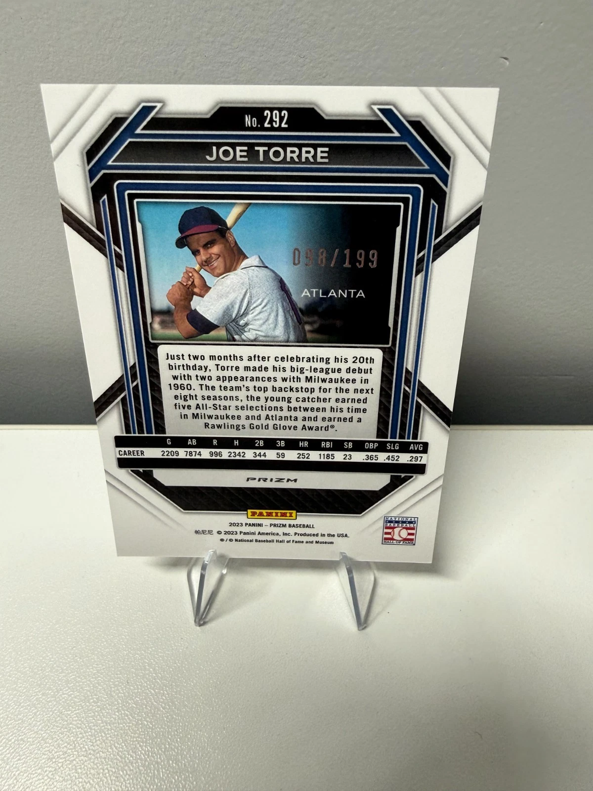 Joe Torre 2023 Panini Prizm Red /199 #292 Braves