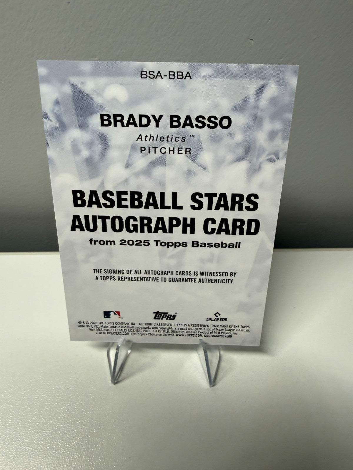 Brady Basso 2025 Topps Series 2 Baseball Stars Auto RC #BSA2-BBA Athletics