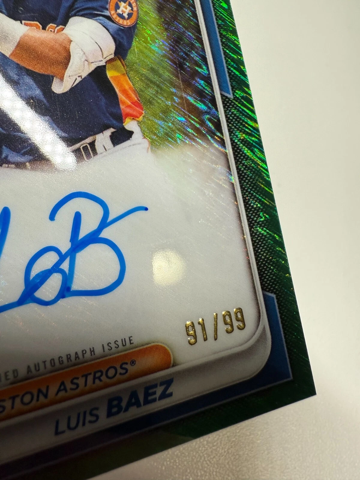 Luis Baez 2024 Bowman Chrome 1st Green Shimmer Refractor Auto /99 #CPA-LB Astros