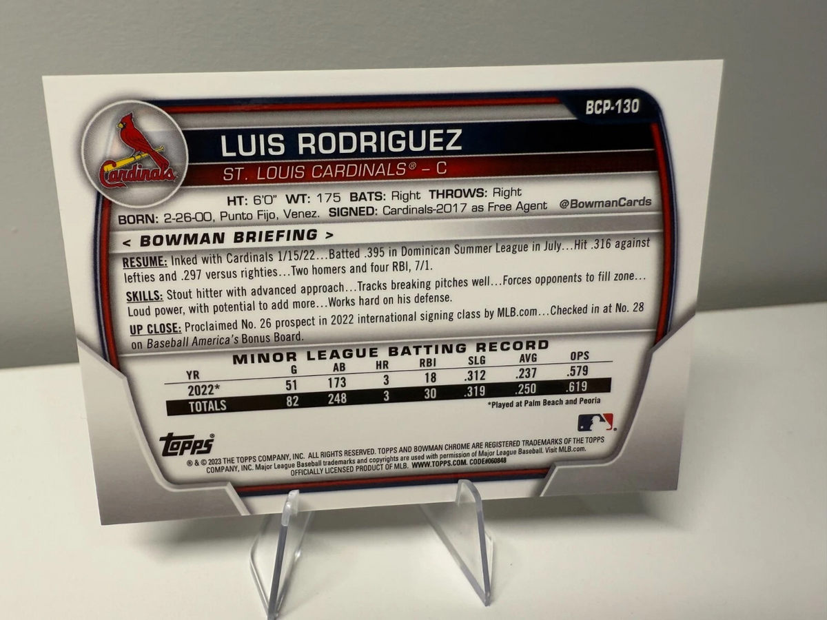 Luis Rodriguez 2023 Bowman Chrome 1st Purple Sapphire /25 #BCP-130 Cardinals