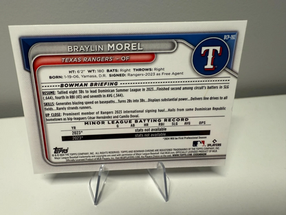 Braylin Morel 2024 Bowman Chrome 1st Purple Mojo Refractor /250 #BCP-192 Rangers