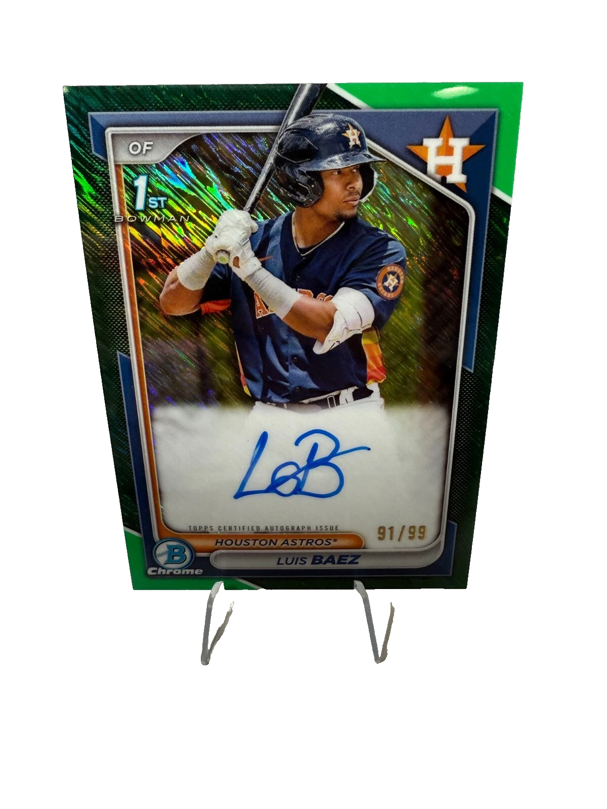 Luis Baez 2024 Bowman Chrome 1st Green Shimmer Refractor Auto /99 #CPA-LB Astros