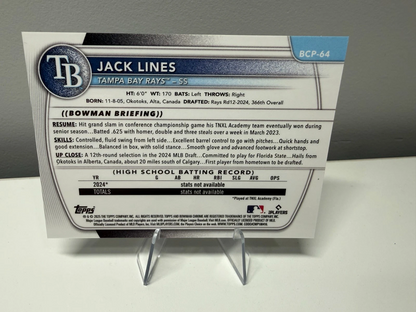 Jack Lines 2025 Bowman Chrome 1st Steel Metal Refractor /100 #BCP-64 Rays