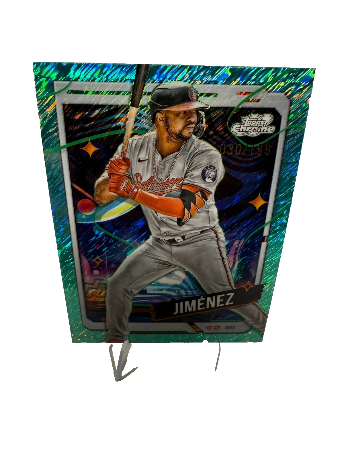 Eloy Jimenez 2024 Topps Cosmic Chrome Aqua Equinox Refractor /199 #111 Orioles