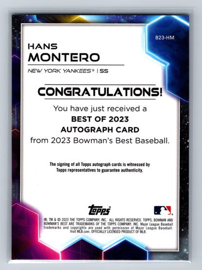 Hans Montero 2023 Bowman's Best Auto #B23-HM Yankees