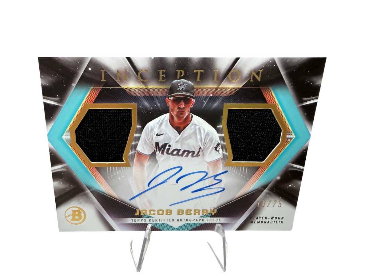 Jacob Berry 2023 Bowman Inception Dual Relic Auto /75 #IADR-JBY Marlins