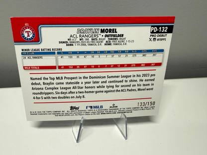 Braylin Morel 2025 Topps Pro Debut Blue Foil /150 #PD-132 Rangers