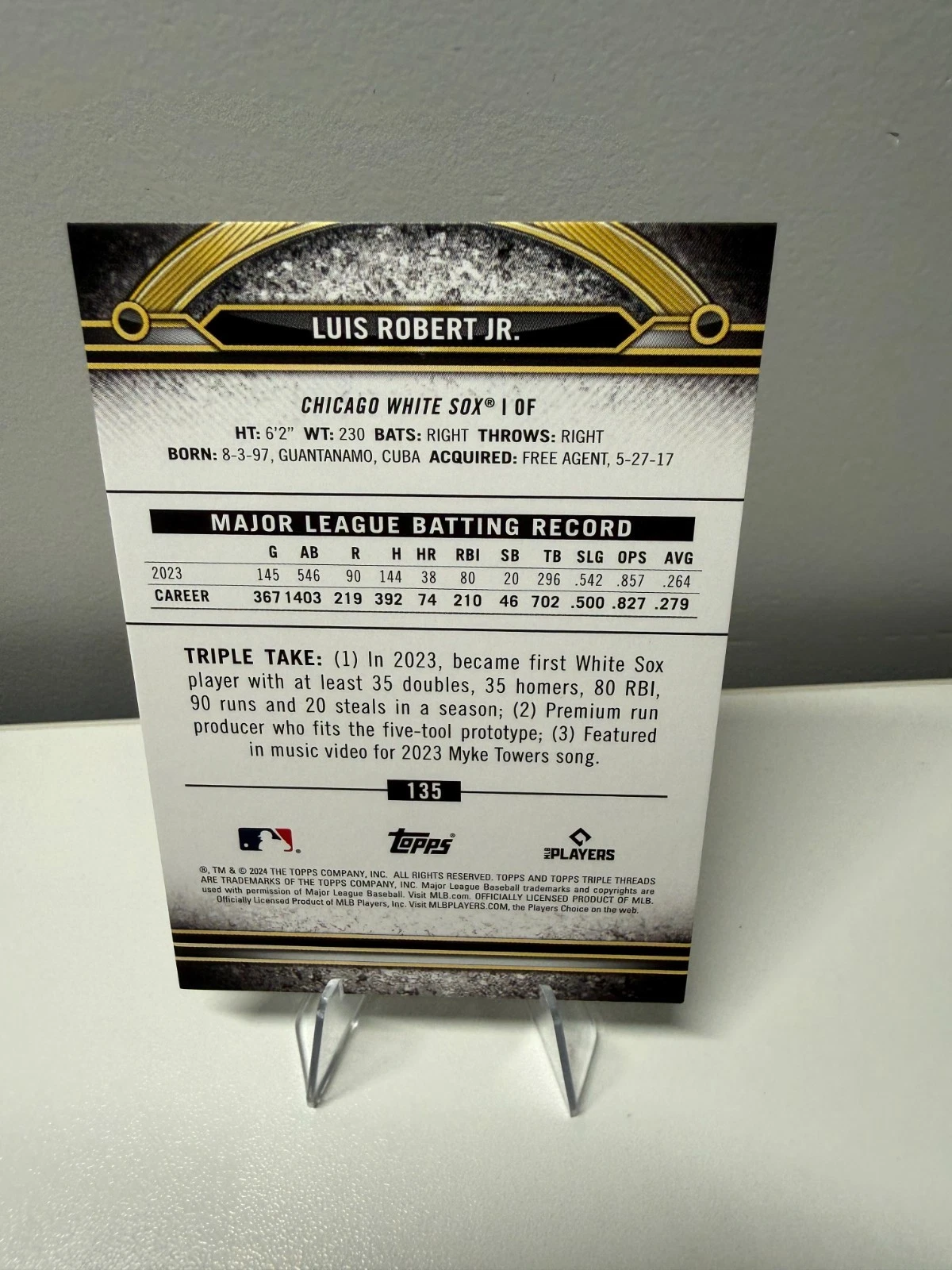 Luis Robert Jr. 2024 Topps Triple Threads Citrine /75 #135 White Sox