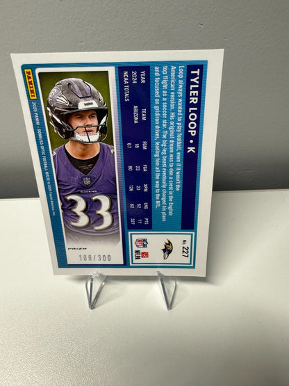 Tyler Loop 2025 Panini Donruss Optic Wave Prizm RC /300 #227 Ravens