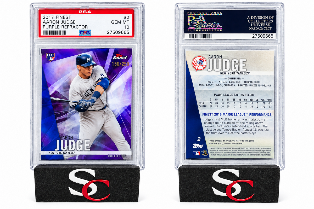 Aaron Judge 2017 Topps Finest Purple Refractor RC /250 #2 Yankees PSA 10