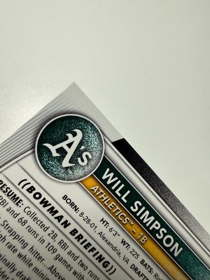 Will Simpson 2025 Bowman 1st Sky Blue Border /499 #BP-35 Athletics