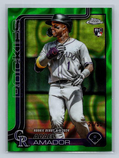 Adael Amador 2025 Topps Chrome Update Green Lava Refractor RC /99 #USC143