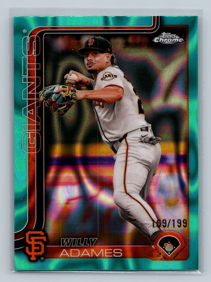 Willy Adames 2025 Topps Chrome Aqua Lava Refractor /199 #282 Giants