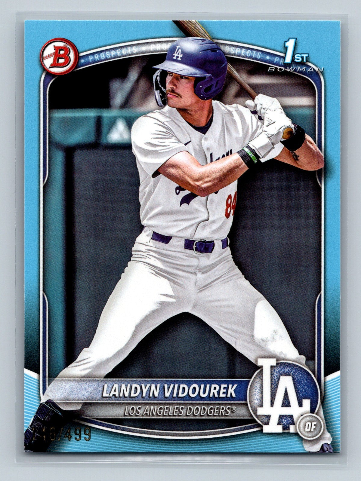 Landyn Vidourek 2025 Bowman Draft 1st Paper Sky Blue /499 #BD-158 Dodgers
