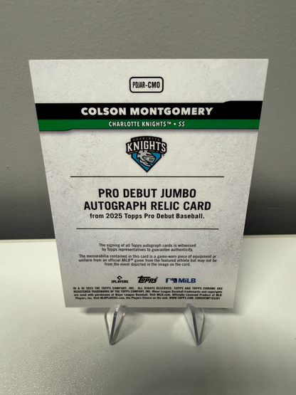 Colson Montgomery 2025 Topps Chrome Pro Debut Jumbo Orange Relic Auto /25