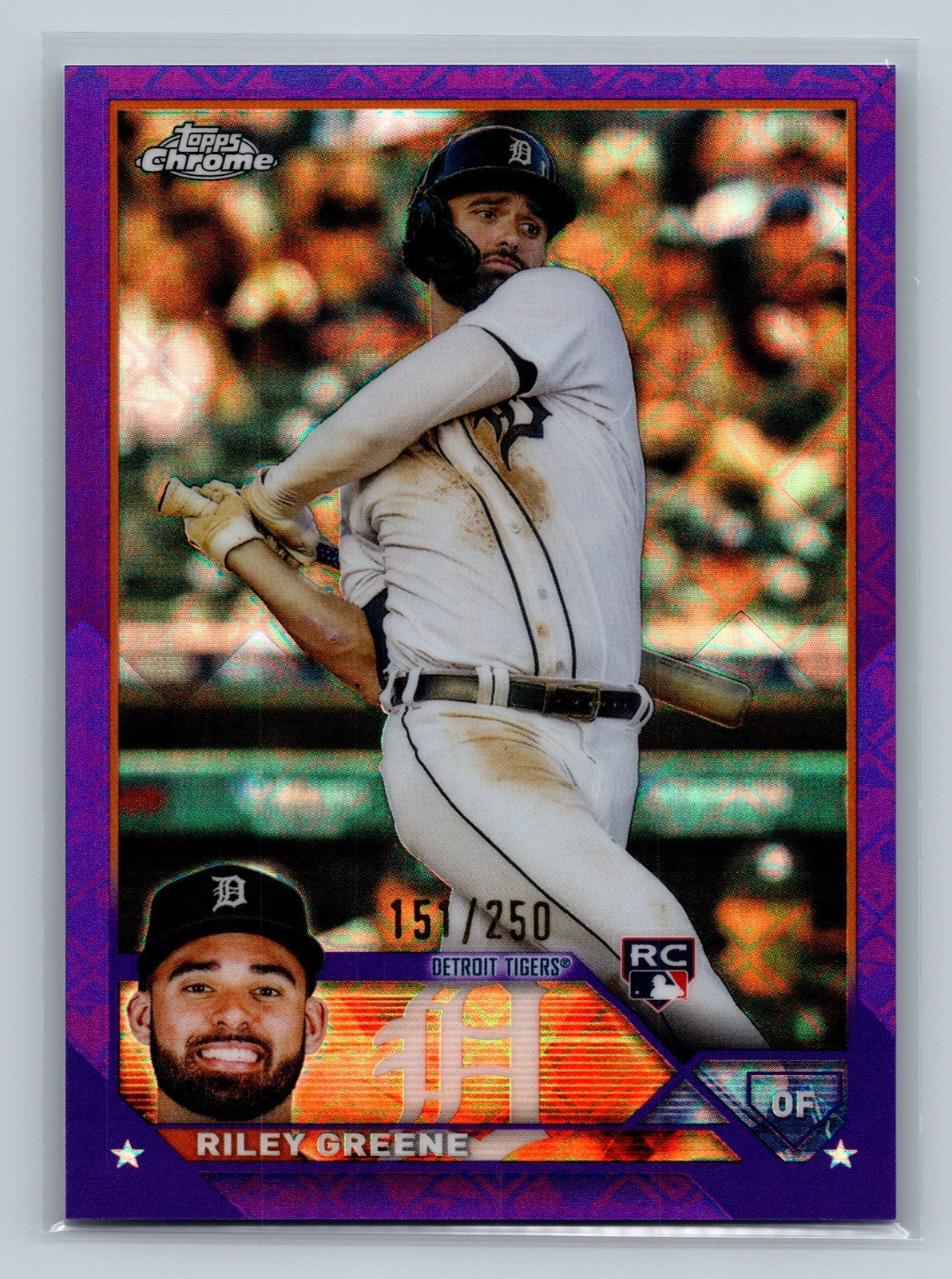 Riley Greene 2023 Topps Chrome Logofractor Purple Refractor RC /250 #182 Tigers