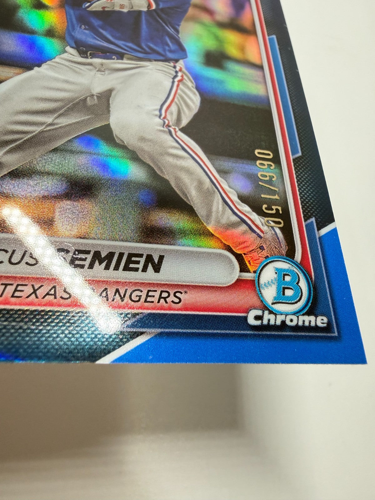 Marcus Semien 2024 Bowman Chrome Blue Refractor /150 #6 Rangers