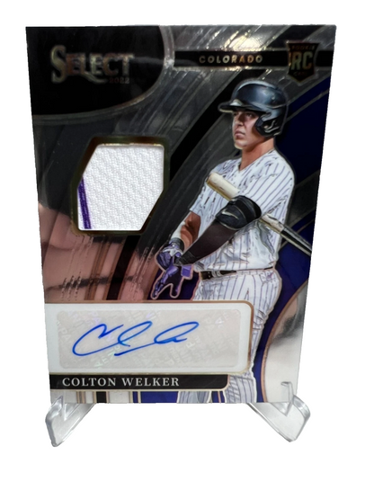 Colton Welker 2022 Panini Select Patch Auto RC /199 #RJA-CW Rockies