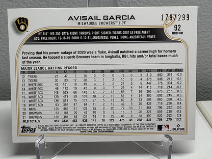 Avisail Garcia 2022 Topps Series 1 Orange Foilboard /299 #92