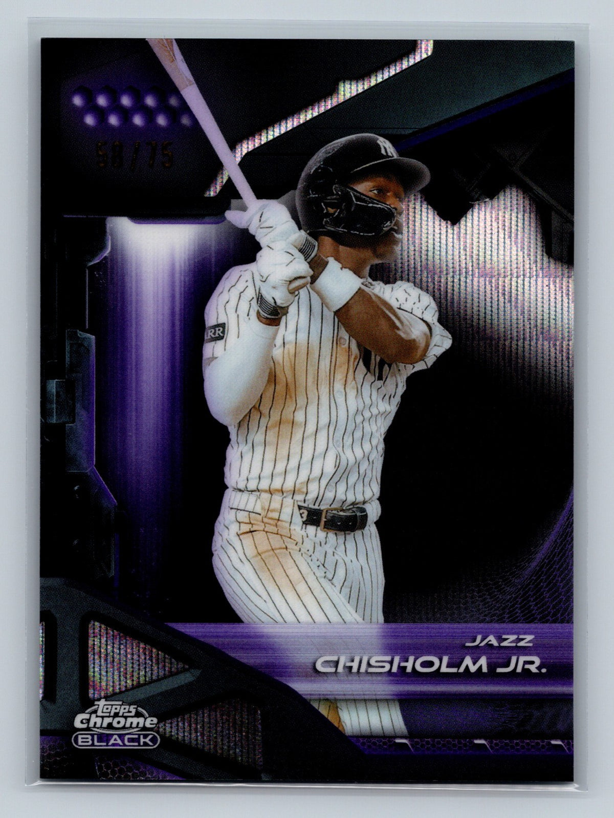 Jazz Chisholm Jr. 2026 Topps Chrome Black Purple Wave Refractor /75 #39 Yankees