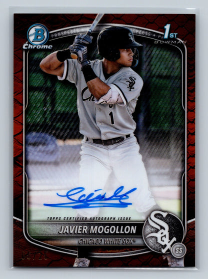 Javier Mogollon 2025 Bowman Chrome 1st Orange Reptilian Refractor Auto /25