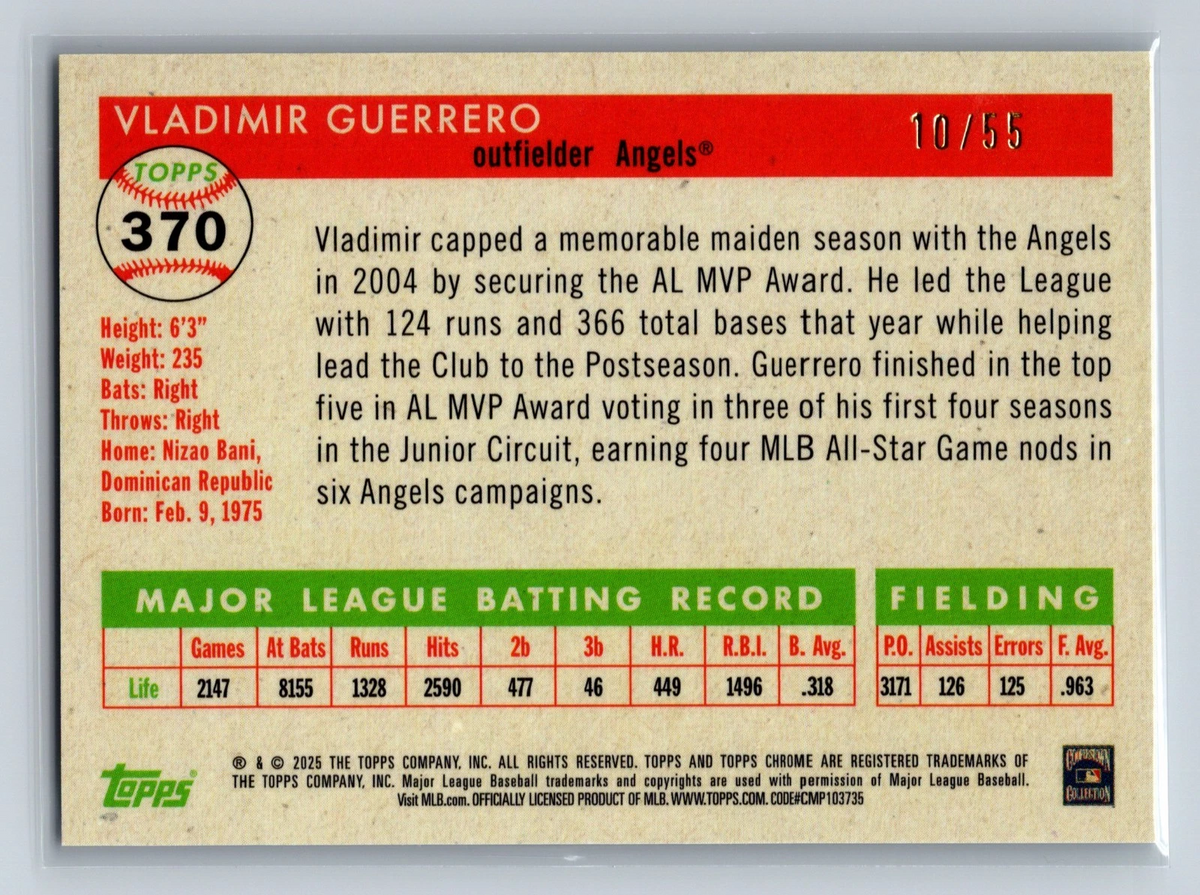 Vladimir Guerrero 2025 Topps Platinum Diamond Etch Refractor /55 #370 Angels