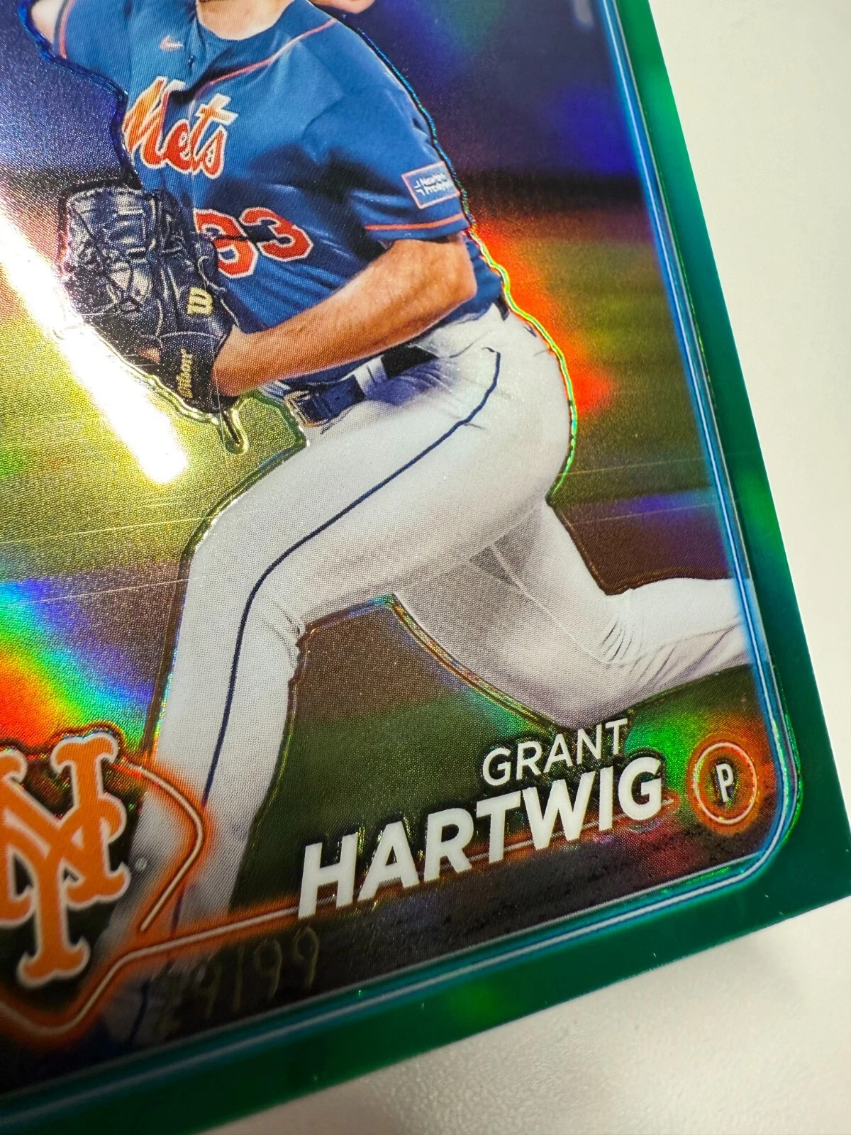 Grant Hartwig 2024 Topps Chrome Green Refractor RC /99 #45 Mets