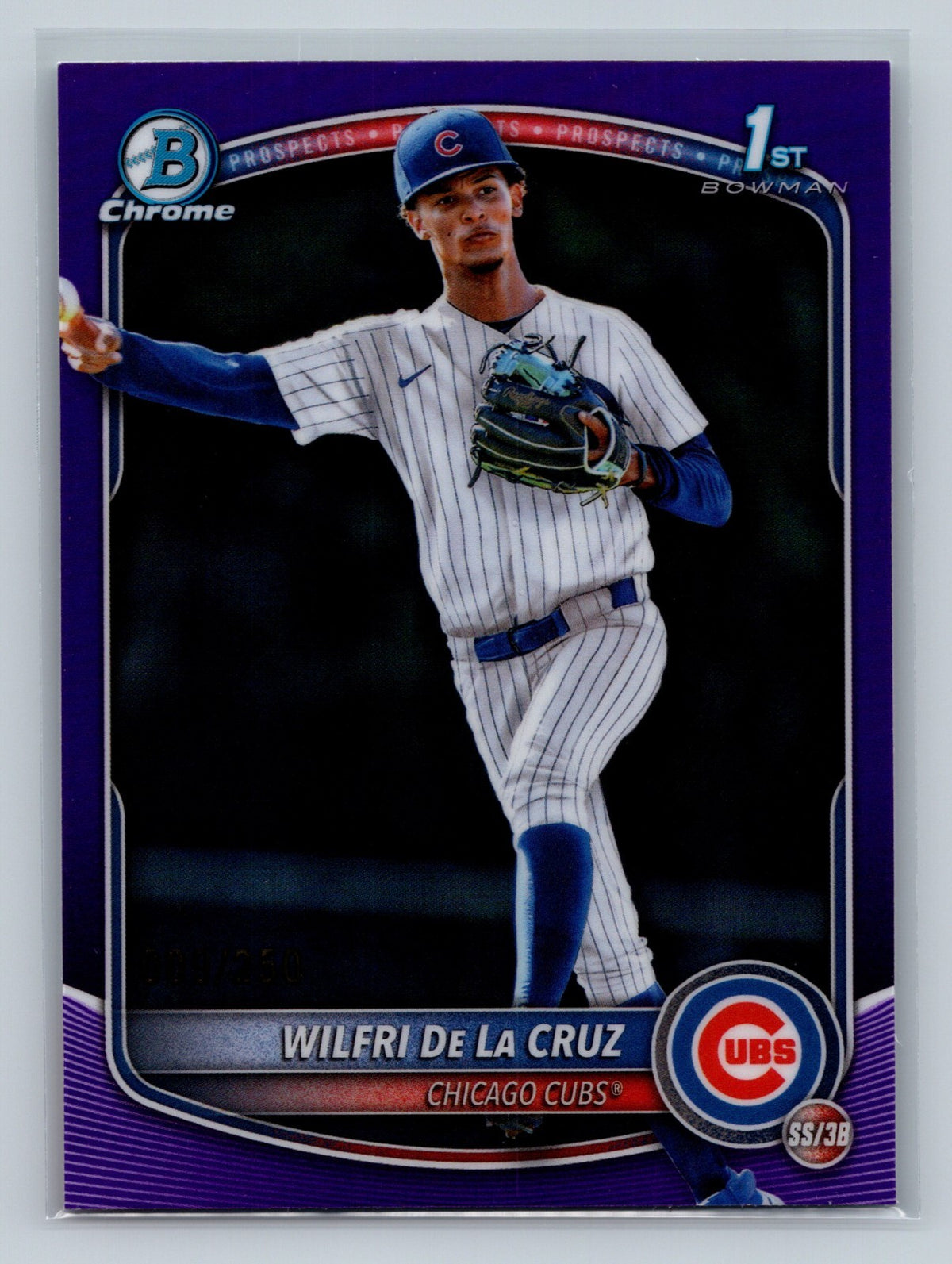 Wilfri De La Cruz 2025 Bowman Chrome 1st Purple Refractor /250 #BCP-209 Cubs