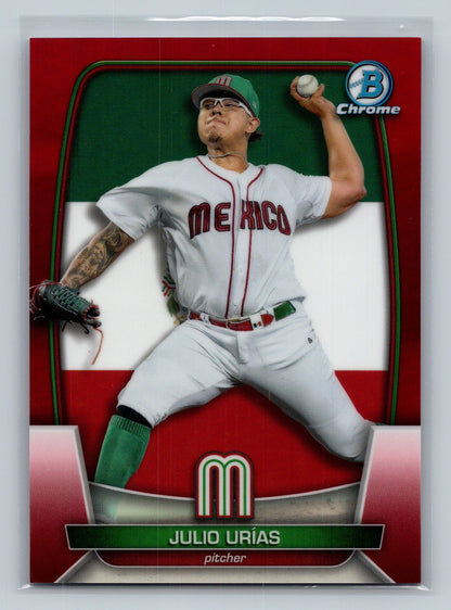 Julio Urias 2023 Bowman Chrome WBC Flag Variations Red Refractor /5 #WBC-63