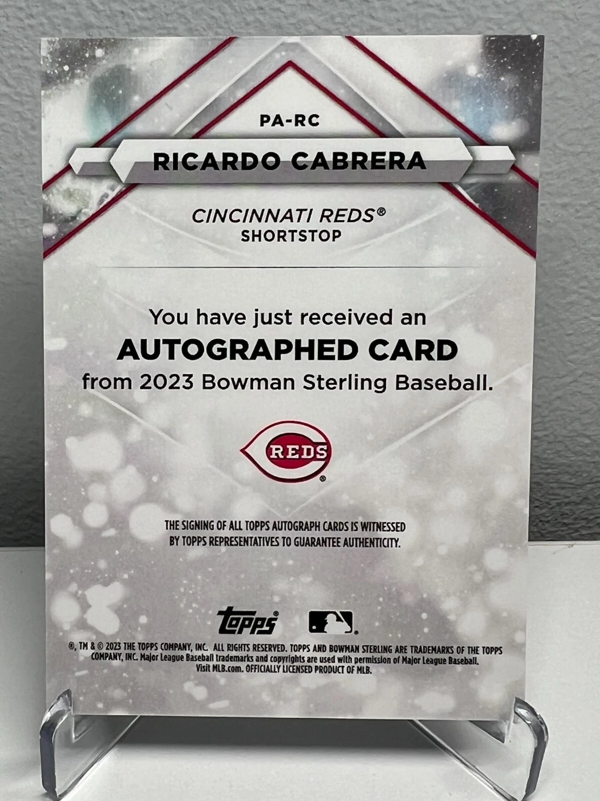 Ricardo Cabrera 2023 Bowman Sterling Prospect Auto #PA-RC Reds