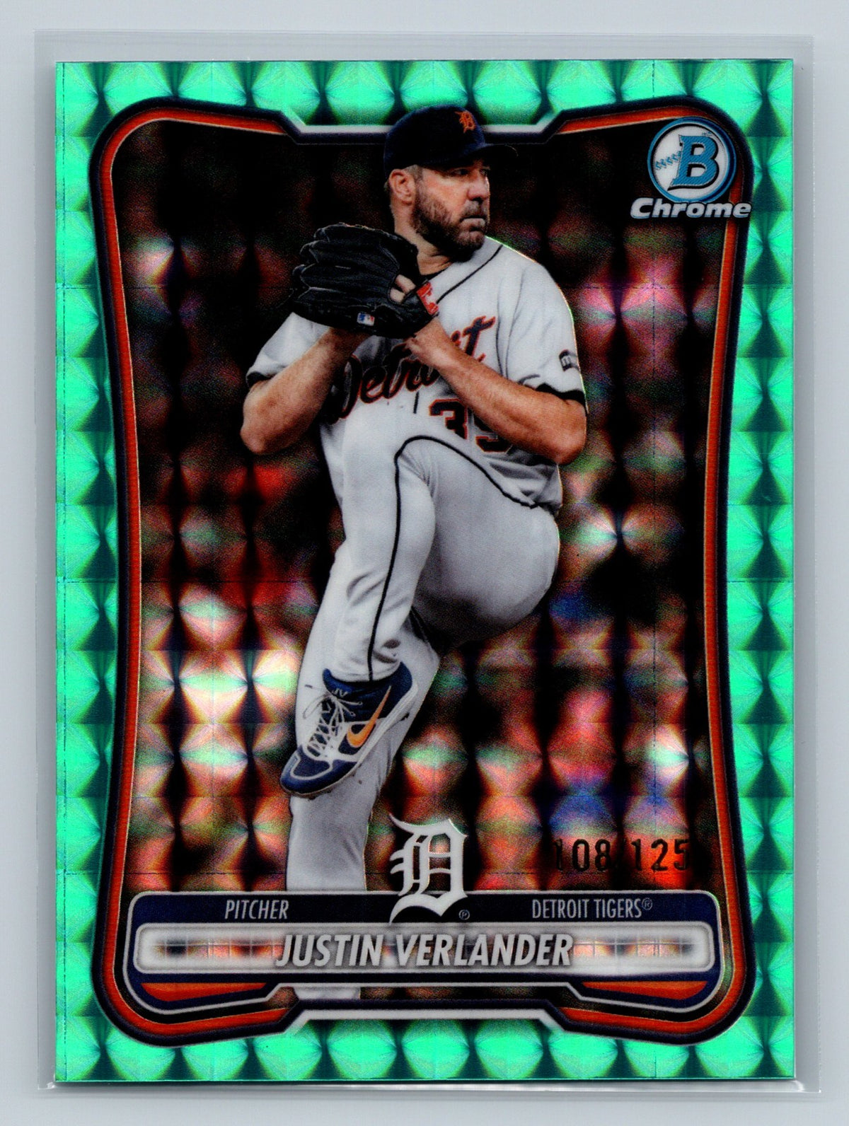 Justin Verlander 2026 Bowman Chrome Aqua Geometric Refractor /125 #14 Tigers
