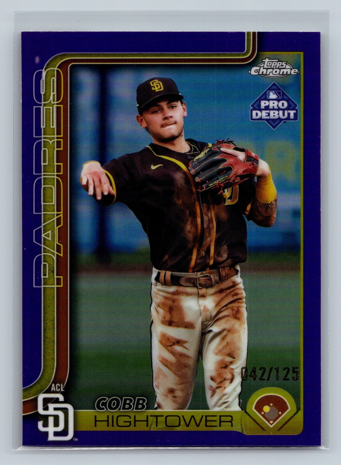 Cobb Hightower 2025 Topps Pro Debut Chrome Purple Refractor /125 #PDC-75 Padres