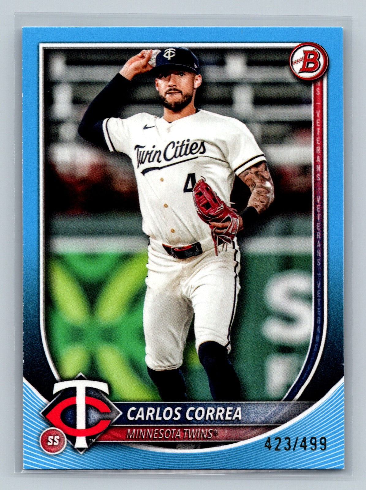 Carlos Correa 2025 Bowman Sky Blue /499 #73 Twins