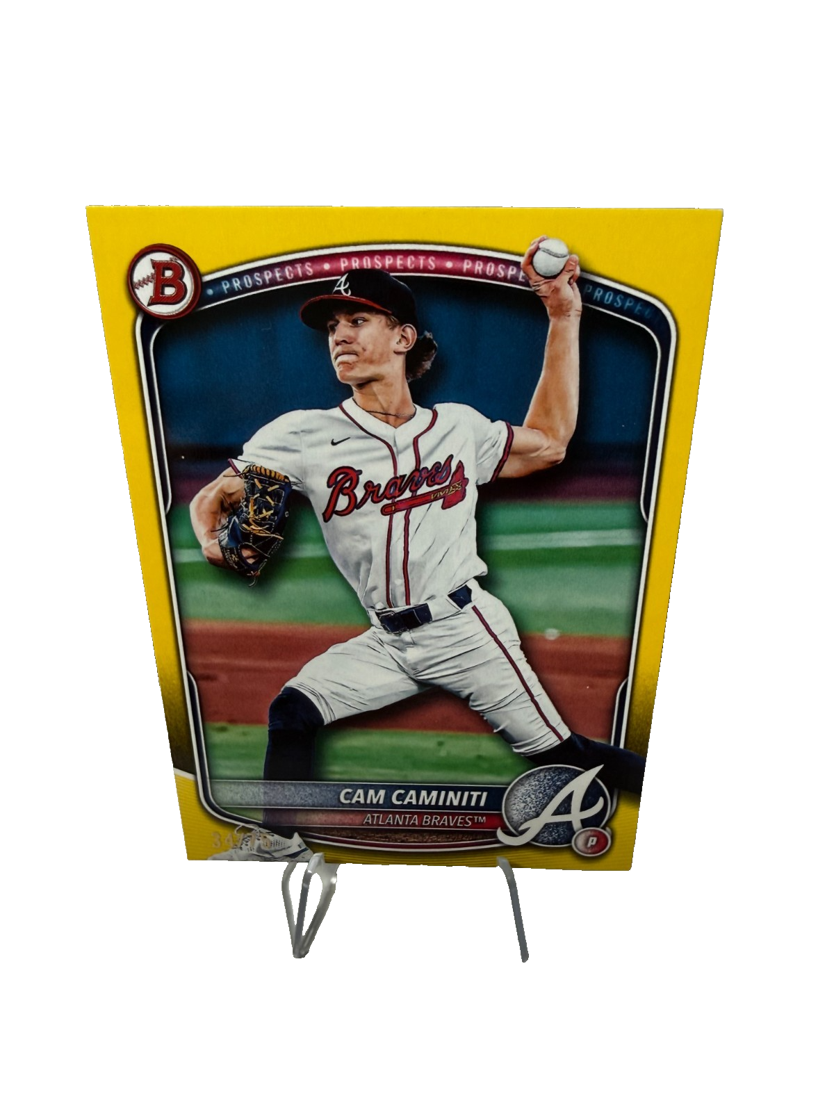 Cam Caminiti 2025 Bowman Prospects Yellow /75 #BP-46 Braves