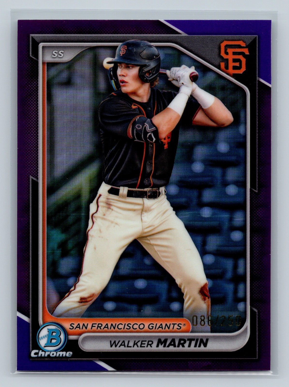 Walker Martin 2024 Bowman Draft Chrome Purple Refractor /250 #BDC-152 Giants