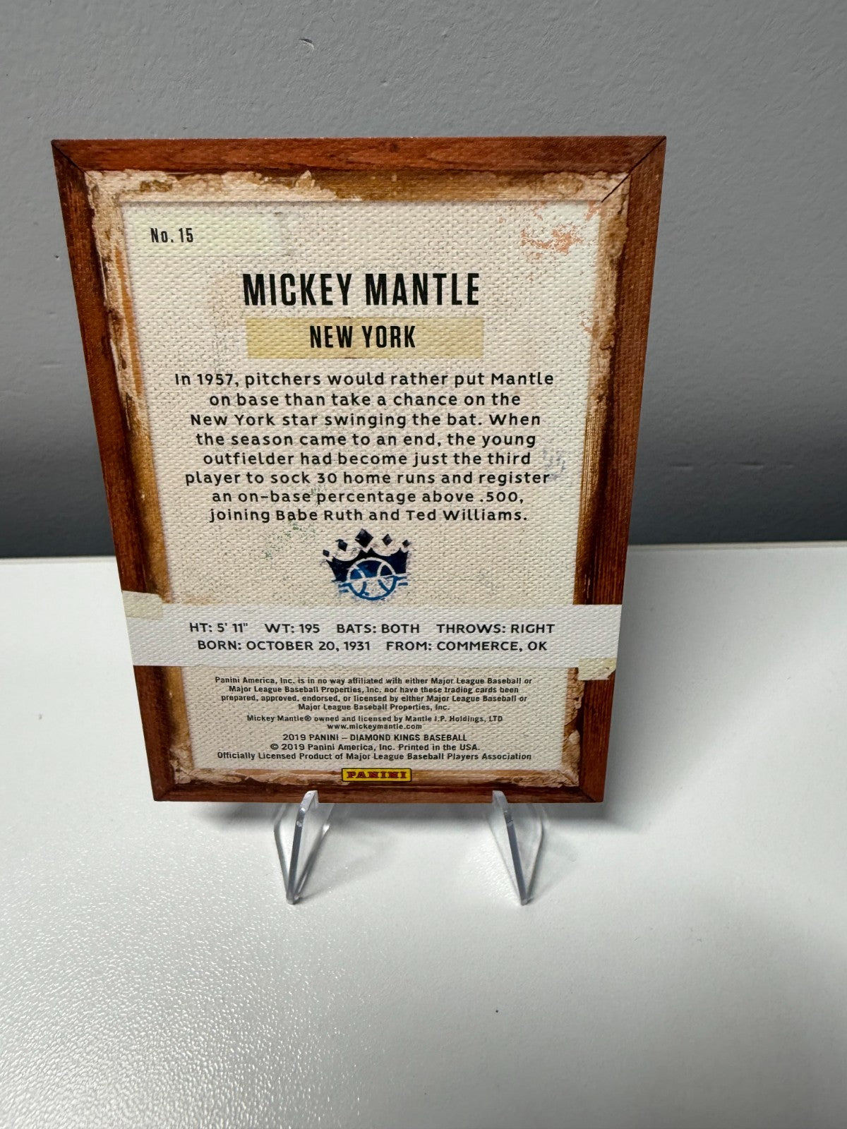 Mickey Mantle 2019 Panini Diamond Kings Plum Framed Border #15 Yankees